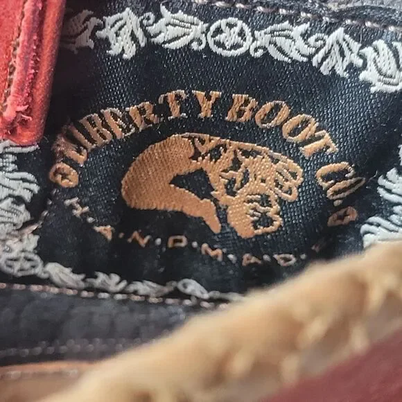 Liberty Boots Womens Size 7 Embroiderd Floral Red Leather Cowgirl Western Shoes - Picture 7 of 9